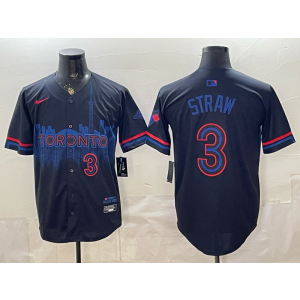 Toronto Blue Jays 3 Myles Straw Black City Cool Base Men Jersey Toronto Blue Jays 3 Myles Straw Black City Cool Base Men Jersey