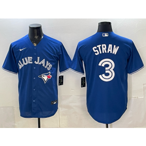 Toronto Blue Jays 3 Myles Straw Blue Cool Base Men Jersey Toronto Blue Jays 3 Myles Straw Blue Cool Base Men Jersey