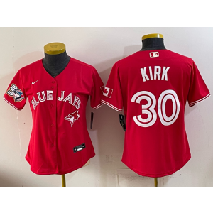 Toronto Blue Jays 30 Kirk Red 50th Anniversary Women Jersey