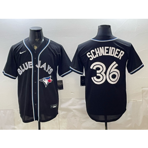 Toronto Blue Jays 36 Schneider Black Cool Base Men Jersey Toronto Blue Jays 36 Schneider Black Cool Base Men Jersey