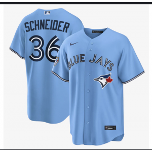 Toronto Blue Jays 36 Schneider Light Blue Cool Base Men Jersey