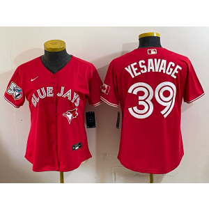Toronto Blue Jays 39 Yesavage Red 50th Anniversary Women Jersey