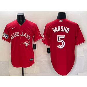 Toronto Blue Jays 5 Varsho Red 50th Anniversary Cool Base Men Jersey