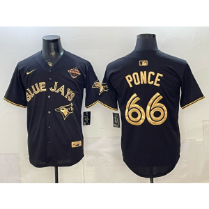 Toronto Blue Jays 66 Ponce Black Gold Champion Cool Base Men Jersey