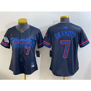 Toronto Blue Jays 7 Kazuma Okamoto Black City Champions Cool Base Women Jersey