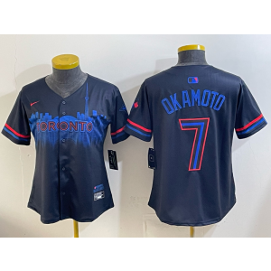 Toronto Blue Jays 7 Kazuma Okamoto Black City Cool Base Youth Jersey