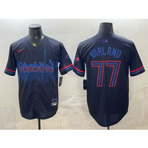 Toronto Blue Jays 77 Louis Varland Black City Cool Base Men Jersey