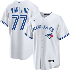 Toronto Blue Jays 77 Louis Varland White Cool Base Men Jersey
