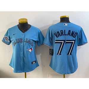 Toronto Blue Jays 77 Varland Light Blue Champions Cool Base Youth Jersey