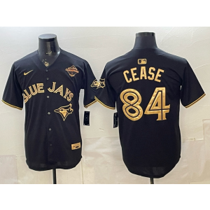 Toronto Blue Jays 84 Cease Black Gold Champion Cool Base Men Jersey Toronto Blue Jays 84 Cease Black Gold Champion Cool Base Men Jersey