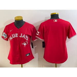 Toronto Blue Jays Blank Red 50th Anniversary Women Jersey