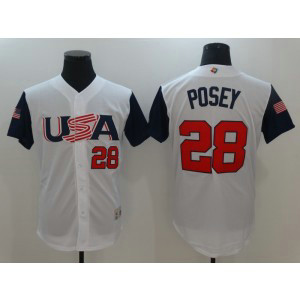USA Baseball 28 Buster Posey White 2017 World Baseball Classic Jersey USA Baseball 28 Buster Posey White 2017 World Baseball Classic Jersey