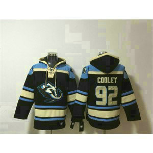 Utah Mammoth 92 Logan Cooley Black Blue Ageless Must-Have Lace-Up Pullover Hoodie