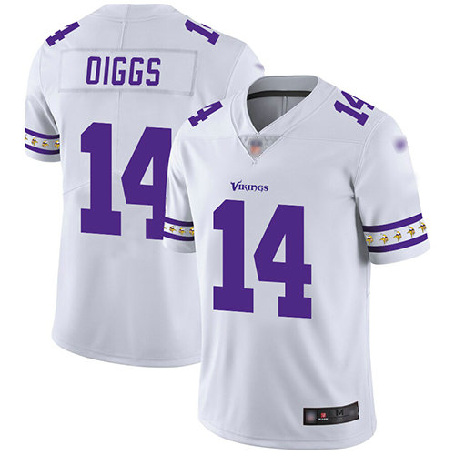 Vikings #14 Stefon Diggs White Men's Stitched Football Limited Team Logo Fashion Jersey