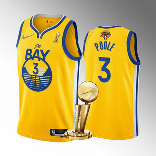 Warriors 3 Jordan Poole Yellow Nike 2022 Finals Champions Swingman Jersey