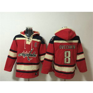 Washington Capitals 8 Alex Ovechkin Red Ageless Must-Have Lace-Up Pullover Hoodie