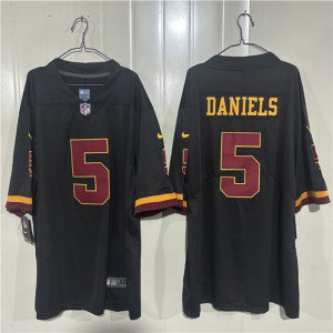 Washington Commanders 5 Jayden Daniels Black 2026 Hail Raiser Vapor Limited Men Jersey