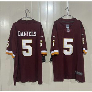 Washington Commanders 5 Jayden Daniels Burgundy 2026 New Vapor Limited Men Jersey