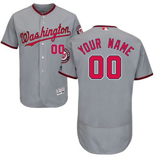 Washington Nationals Gray Men's Customized Flexbase Jersey