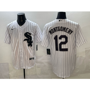 White Sox 12 Montgomery White Cool Base Men Jersey
