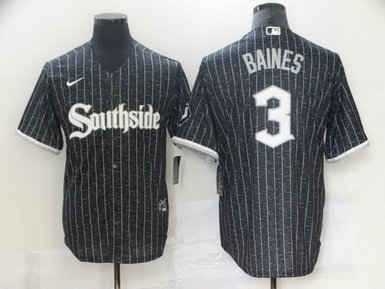White Sox 3 Harold Baines Black 2021 City Connect Cool Base Jersey White Sox 3 Harold Baines Black 2021 City Connect Cool Base Jersey