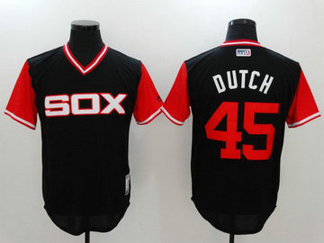 White Sox 45 Derek Holland Dutch Majestic Black 2017 Players Weekend Nickname Jersey