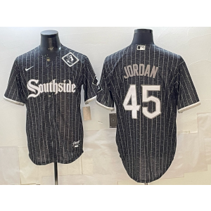 White Sox 45 Jordan Black City Cool Base Men Jersey