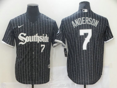 White Sox 7 Tim Anderson Black 2021 City Connect Cool Base Jersey