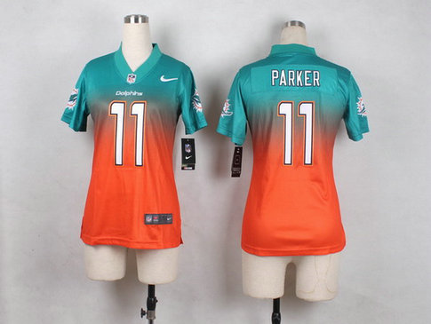 Women's Miami Dolphins #11 DeVante Parker Green-Orange Fadeaway Jersey