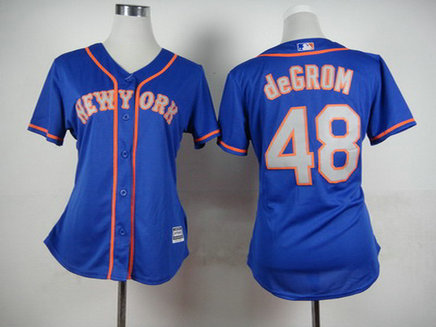 Women's New York Mets #48 Jacob deGrom Blue With Gray Jersey Women's New York Mets #48 Jacob deGrom Blue With Gray Jersey