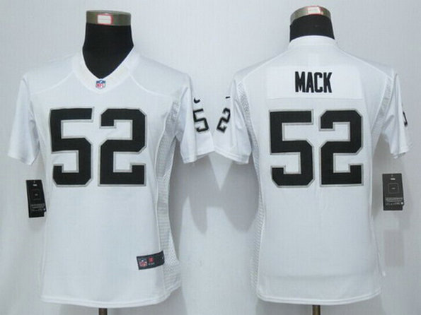 Women's Oakland Raiders #52 Khalil Mack White Road NFL Nike Limited Jersey