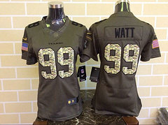 Women Houston Texans #99 J. J. Watt Green Salute To Service Limited Jersey