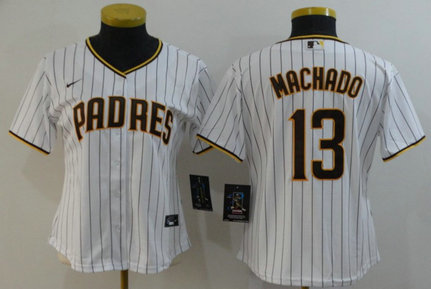 Women MLB Nike San Diego Padres #13 Manny Machado White Cool Base Jersey