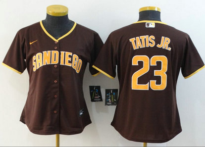 Women MLB Nike San Diego Padres #23 Fernando Tatis Jr. Brown Cool Base Jersey