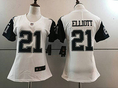 Women Nike Cowboys #21 Ezekiel Elliott White Stitched Color Rush Limited Jersey