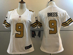Women Nike New Orleans Saints #9 Drew Brees White Color Rush Limited Jersey