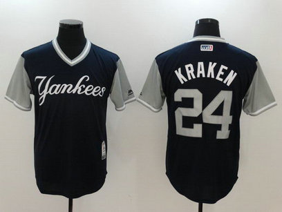 Yankees 24 Gary Sanchez Kraken Majestic Navy 2017 Players Weekend Nickname Jersey