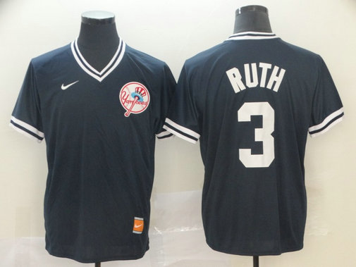Yankees 3 Babe Ruth Black Throwback Jersey