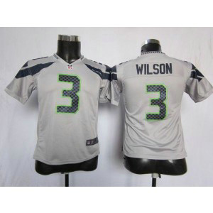 Youth Nike Seattle Seahawks 3 Russell Wilson Grey NFL Jersey